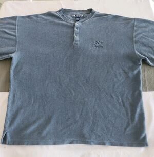 Big Dogs Sweater Men 1X Blueish Gray Solid Henley Pullover Fleece Logo